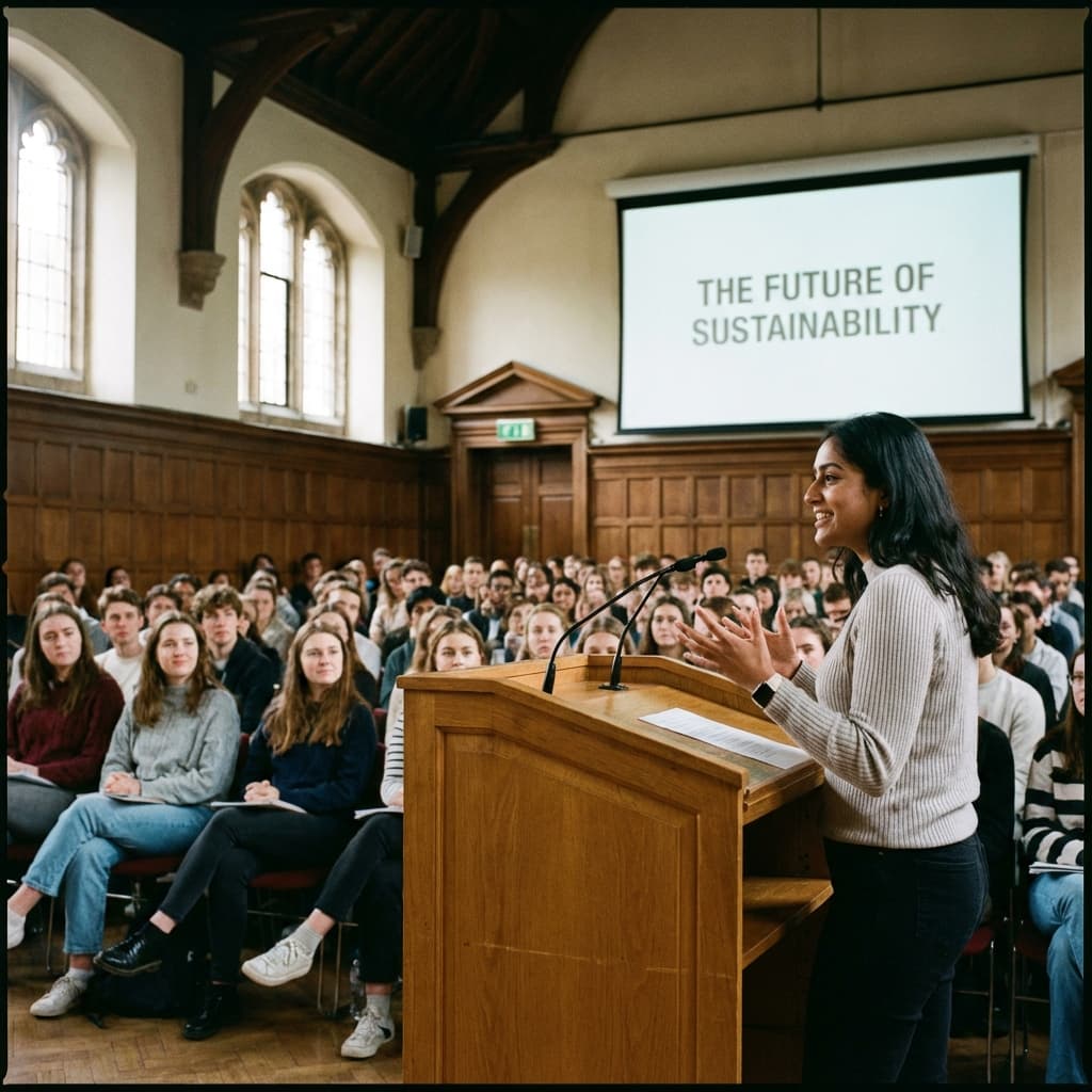 Student leaders presenting at a Student Association meeting, showcasing student governance and leadership opportunities